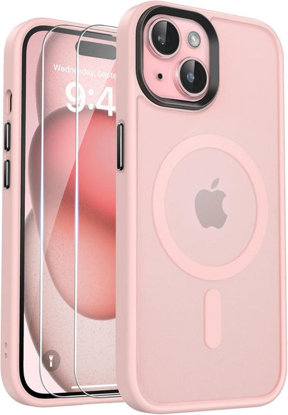 Handyhülle für iPhone 15 mit starker Magnetsaugkraft & Schutzfolie