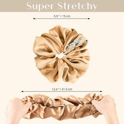 Große Seide Haargummis Scrunchies Damen Satin 4 Farben 4er Pack
