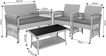 Rattan Gartenmöbel Set 4-Teilig Grau Terrasse Balkon Outdoor