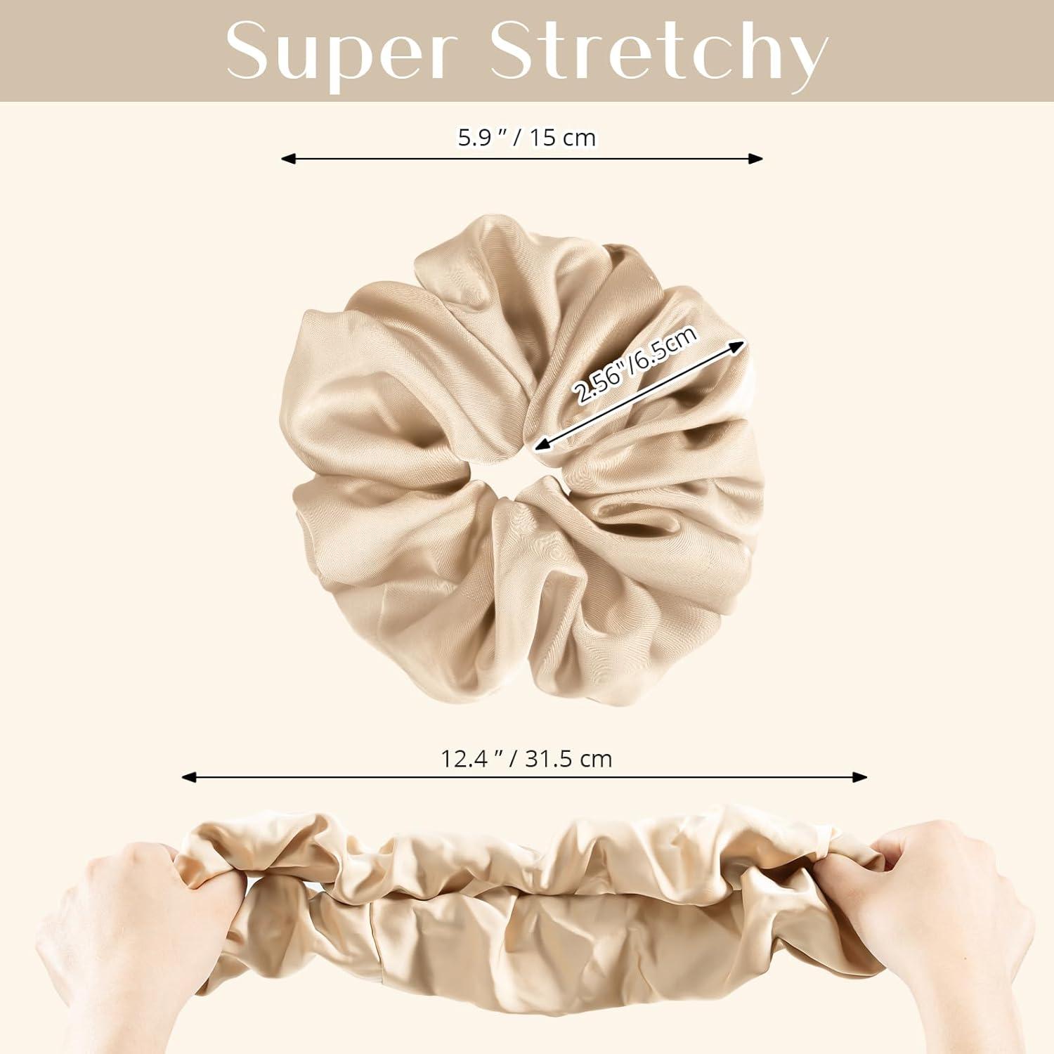 Große Seide Scrunchies Satin Haargummis 4er Set Damen Mädchen