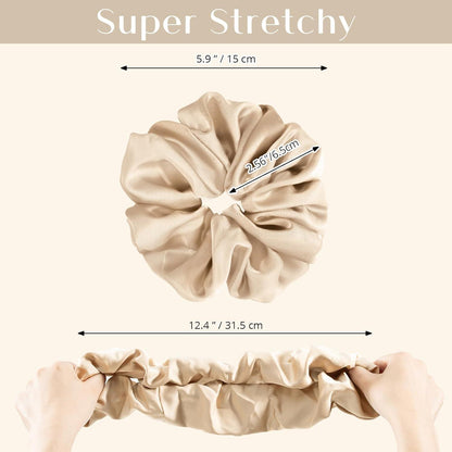 Große Seide Scrunchies Satin Haargummis 4er Set Damen Mädchen