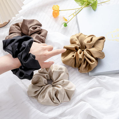 Große Seidensatin-Haargummis Scrunchies für Damen 4 Farben