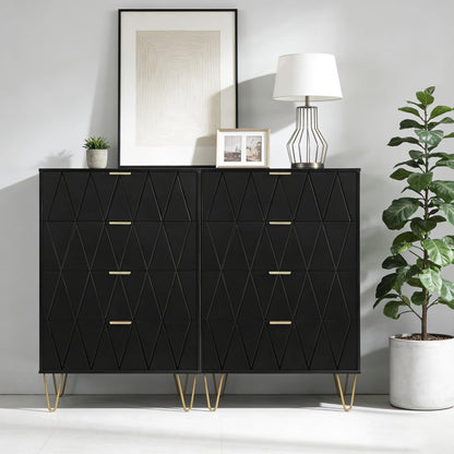 Moderne Kommode 2er Set – 120x34x91 cm mit 8 Schubladen