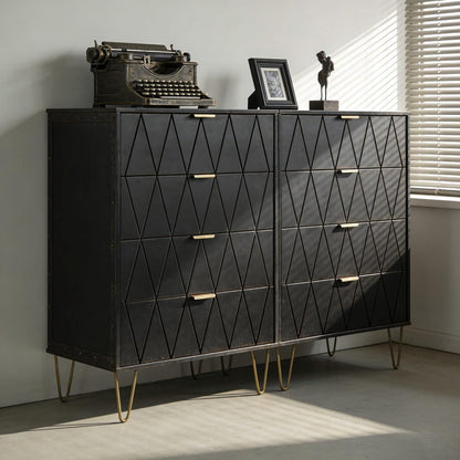Moderne Kommode 2er Set – 120x34x91 cm mit 8 Schubladen
