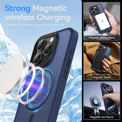 Handyhülle iPhone 15 Pro MagSafe Schutzfolie Matt Blau