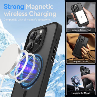 Schwarze Magnetische iPhone 15 Pro Hülle mit MagSafe und Schutzfolie
