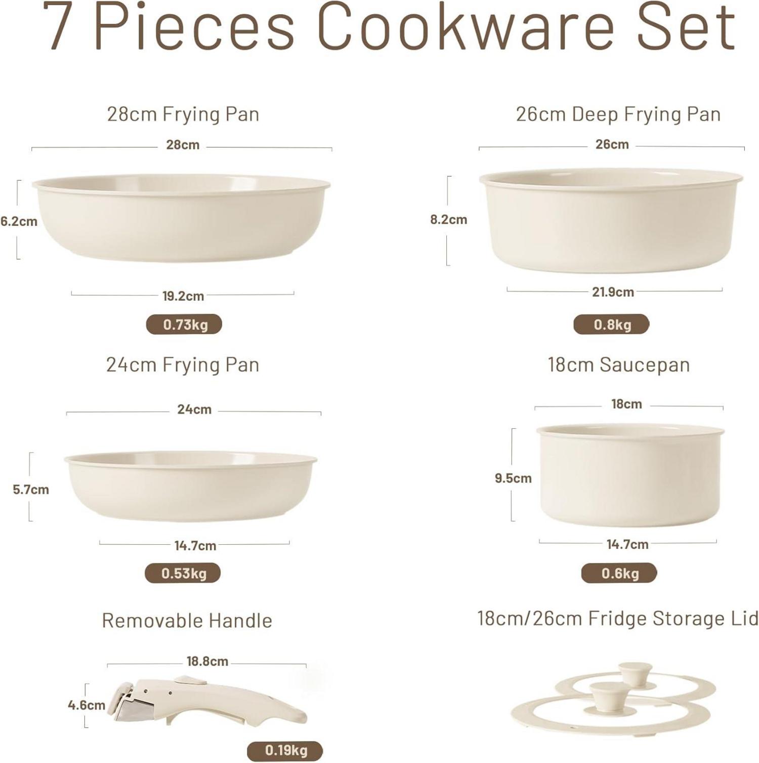 Keramik Kochgeschirr Set 7-teilig Pfanne Topf Wok 26cm