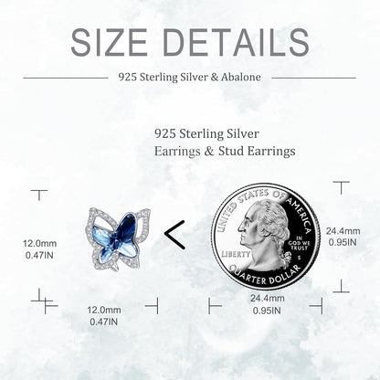 Schmetterling Ohrringe 925 Sterling Silber Blaue Kristalle Geeignet