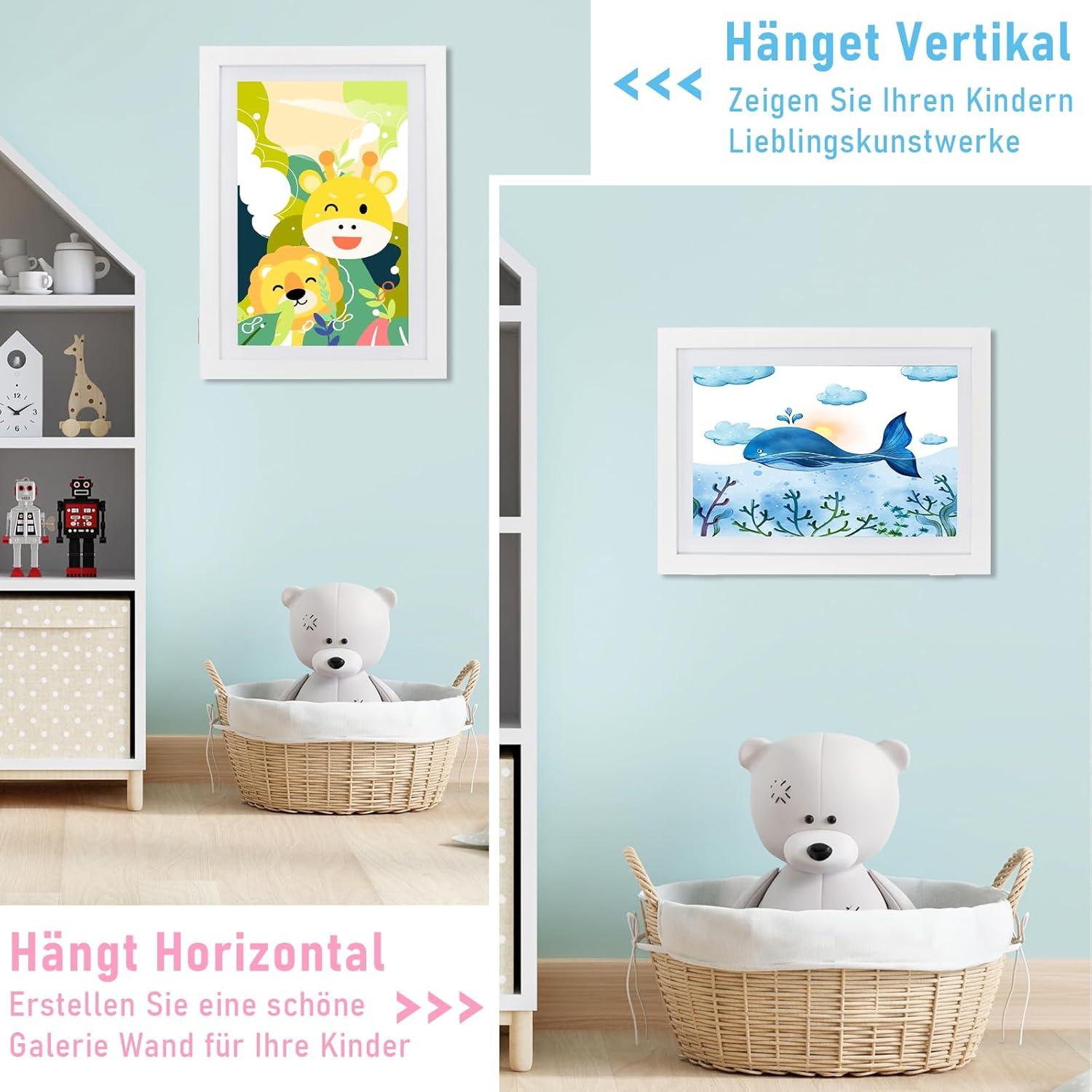 A4 Kinderzeichnungen Bilderrahmen zum Öffnen Wechselrahmen weiß 1pc