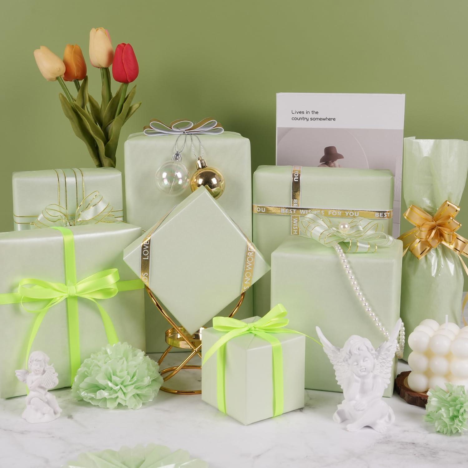 60 Blatt Grünes Metallic Seidenpapier 50x35 cm Geschenktüten Hochzeit