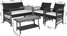 Rattan Gartenmöbel Set 4-Teilig Schwarz Outdoor Terrasse