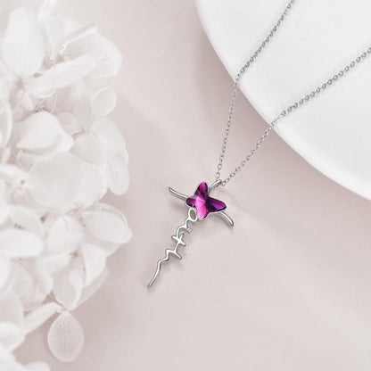 VONALA Schmetterling Glaube Kreuz Halskette Sterling Silber Kristallgeschenk