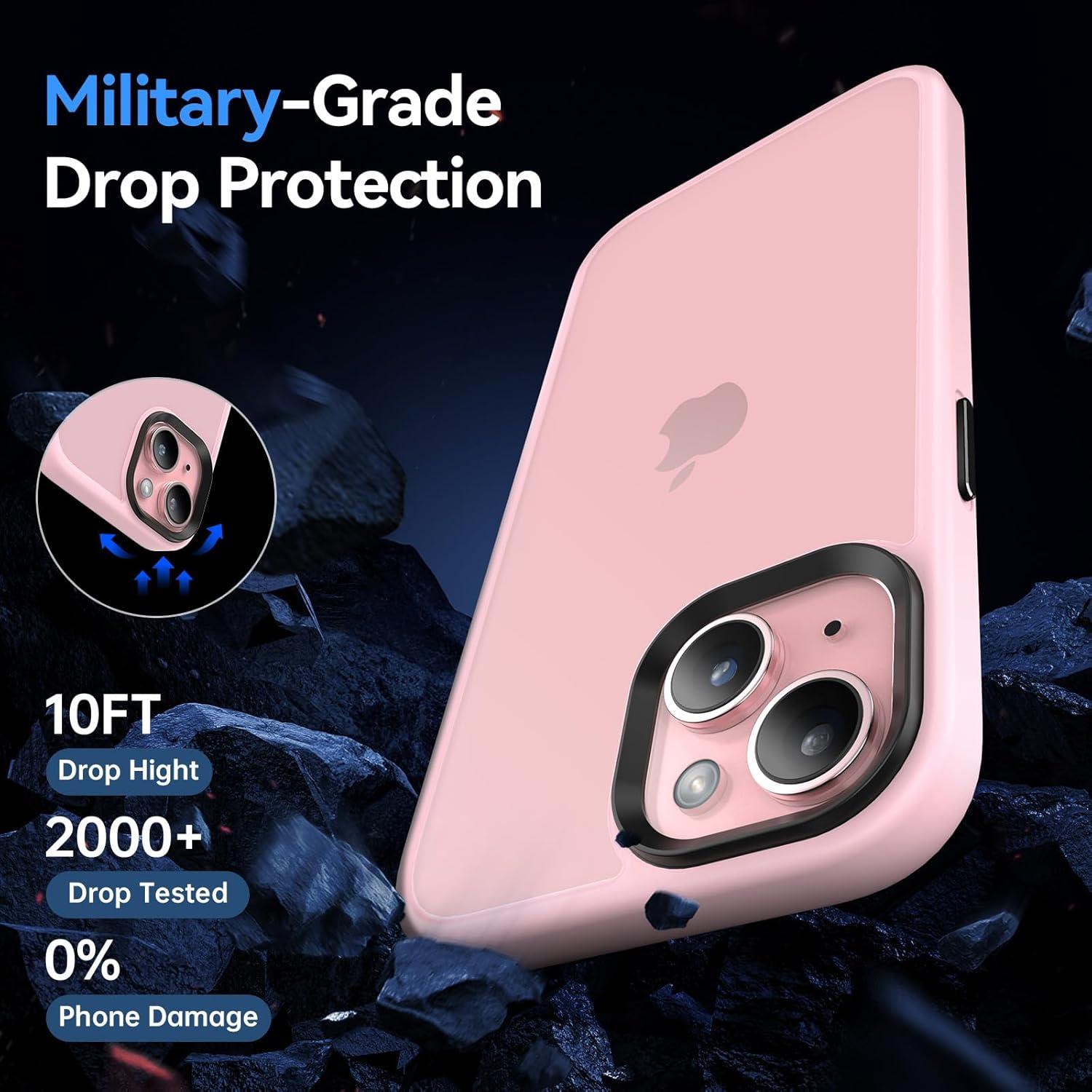 Handyhülle iPhone 13/14 Schutzhülle Stoßfest Anti-Kratz Rutschfest Rosa