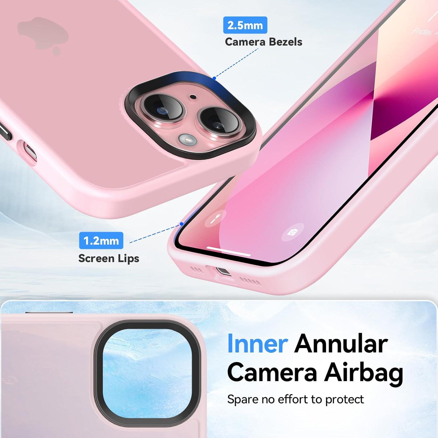 iPhone 14 13 Handyhülle Schutzfolie Transluzent Stoßfest Rosa