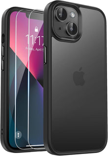 Stoßfeste Matte Handyhülle für iPhone 14 13 Anti-Fingerabdruck Schwarz