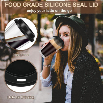 Doppelwandige Kaffeegläser mit Deckel 12oz 2 Stück Thermogläser