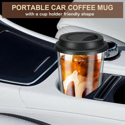 Doppelwandige Kaffeegläser mit Deckel, 12oz, Latte Macchiato, 2er Set, Thermogläser