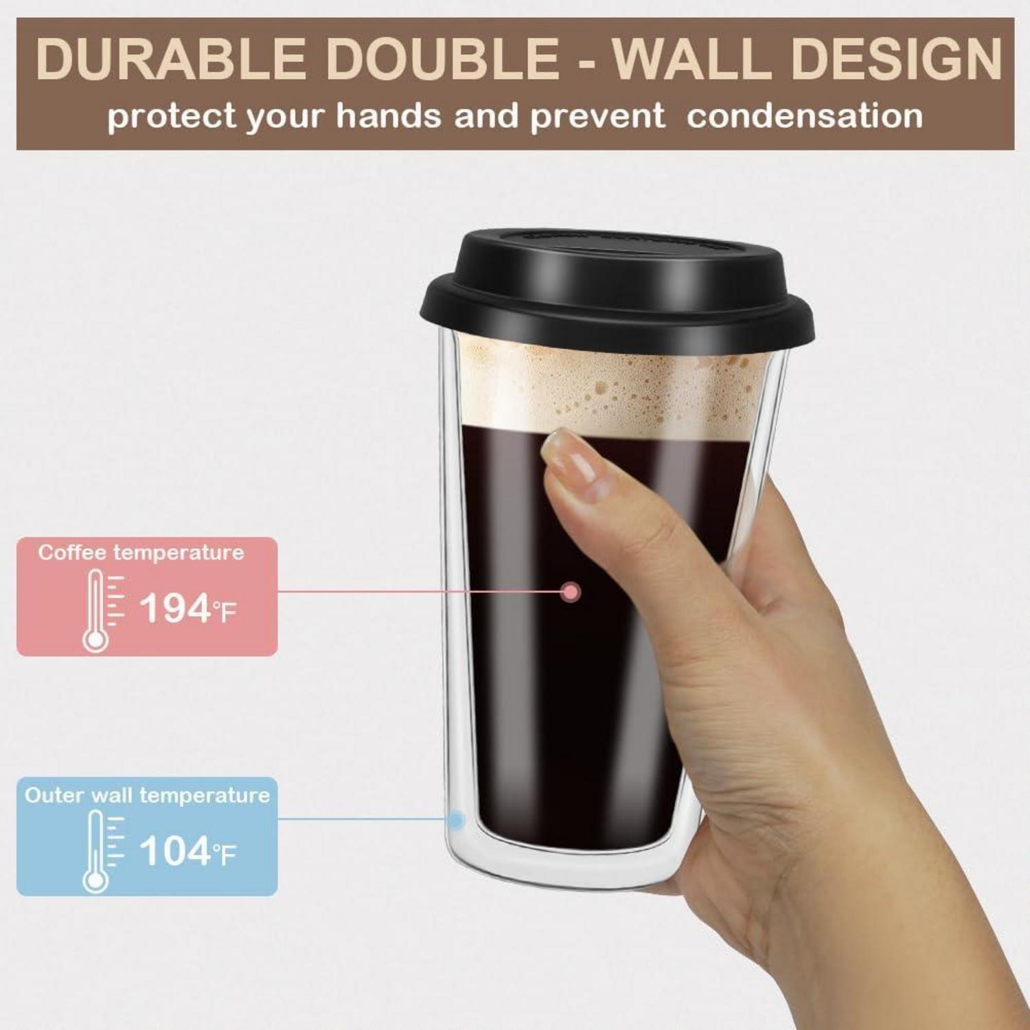 Doppelwandige Kaffeegläser 12oz Thermogläser Teegläser 2 Stück