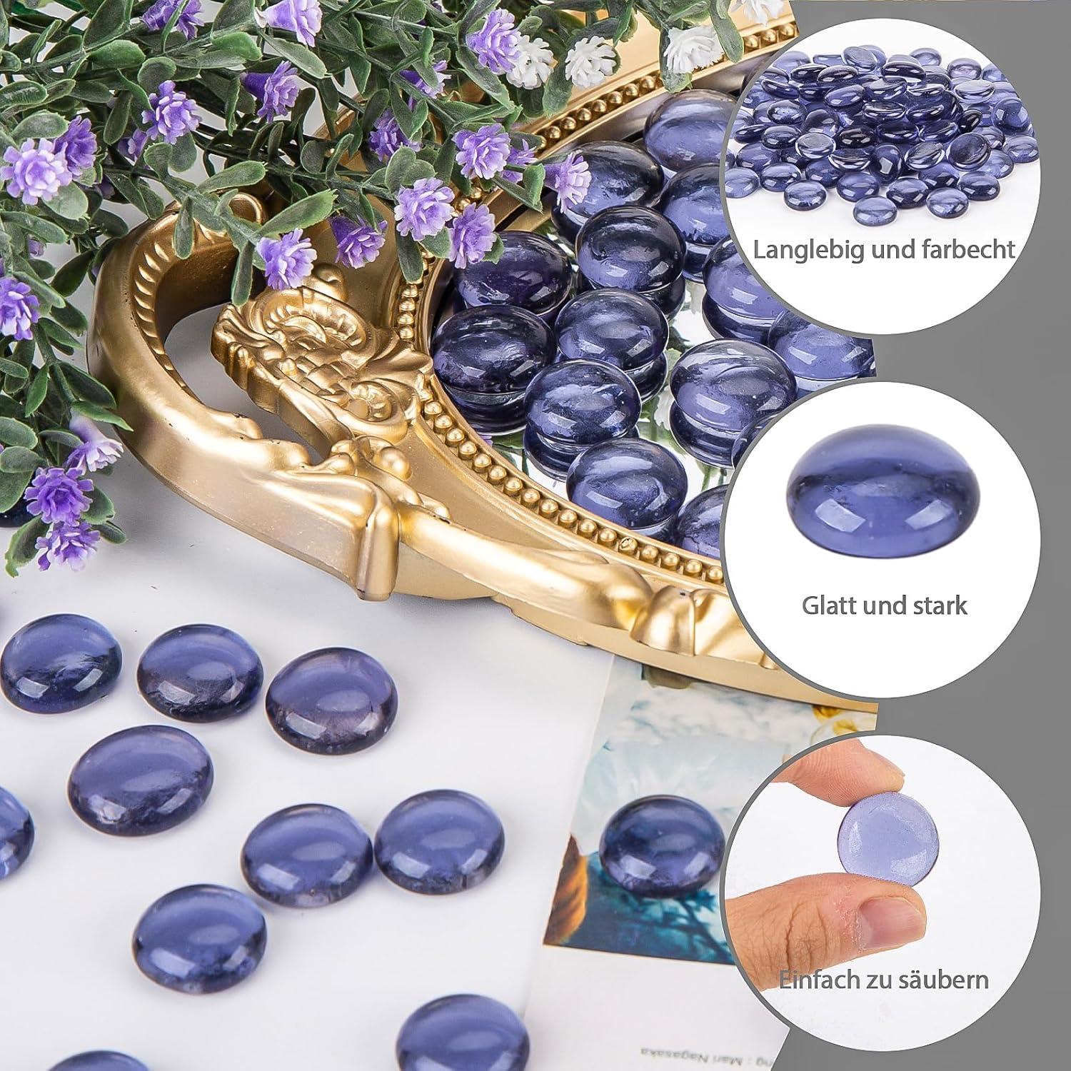 Lila Glasnuggets Deko Steine 450g Basteln Mosaik 1,7-1,9cm