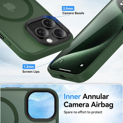 Magnetische Mattierte iPhone 15 Pro Max Hülle Schutzfolie Stoßfest Grün