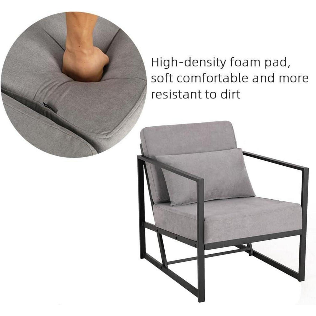 Mingone 2er Set gepolsterte Lounge-Sessel Hellgrau