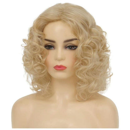 Blonde Lockige Bob Perücke Schulterlang Synthetisch Hitzebeständig