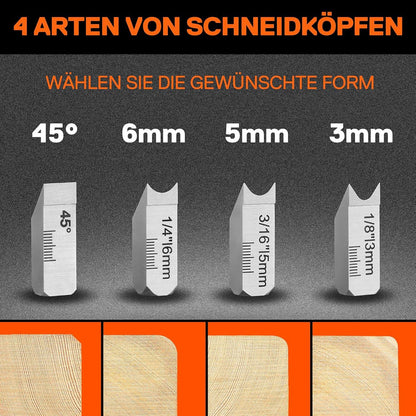 Kantenhobel Holz 4 Schneidköpfe 45°/3/5/6mm Fasenhobel