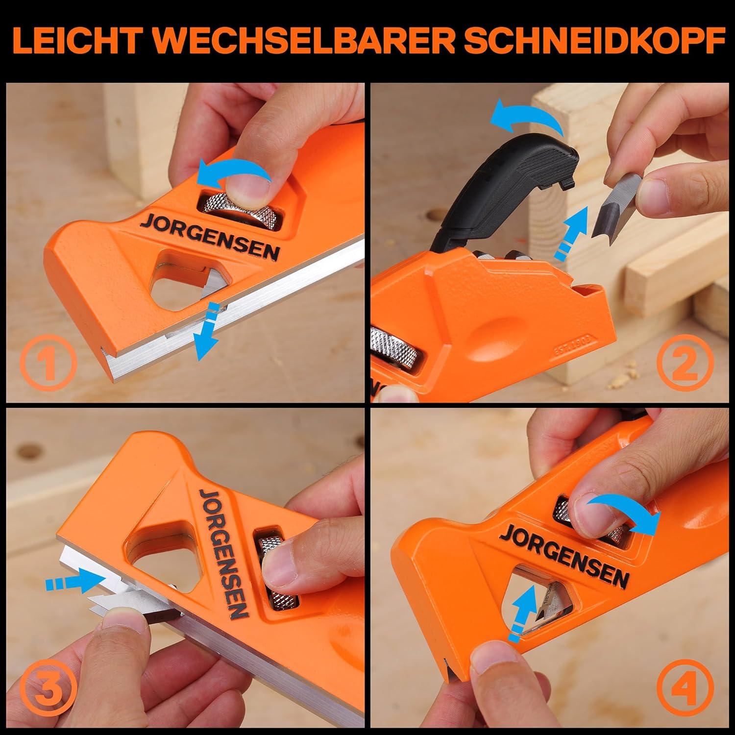Kantenhobel Holz mit 4 Schneidköpfen 45°/3/5/6mm für Tischler