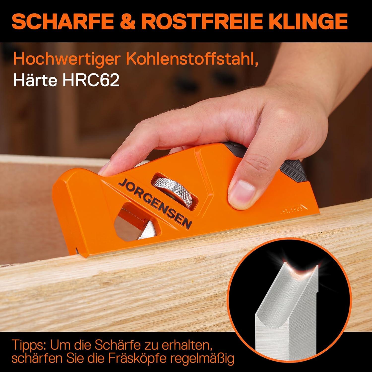 Kantenhobel Holz mit 4 Schneidköpfen 45°/3/5/6mm, Fasenhobel für