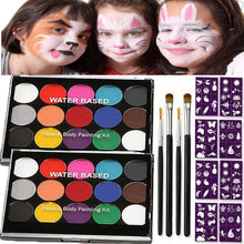 2er Set Halloween Kinderschminke 15 Farben Schminkpalette 2 Pinsel 40