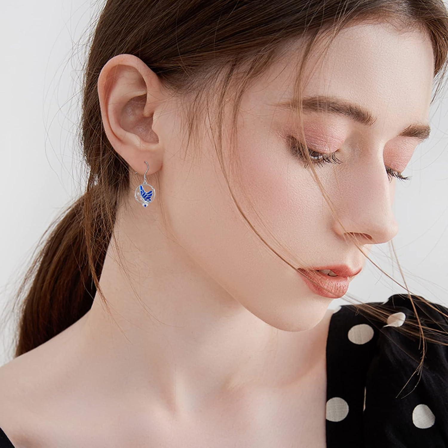 Schmetterling Ohrringe Sterling Silber Blau Mädchen Geschenke