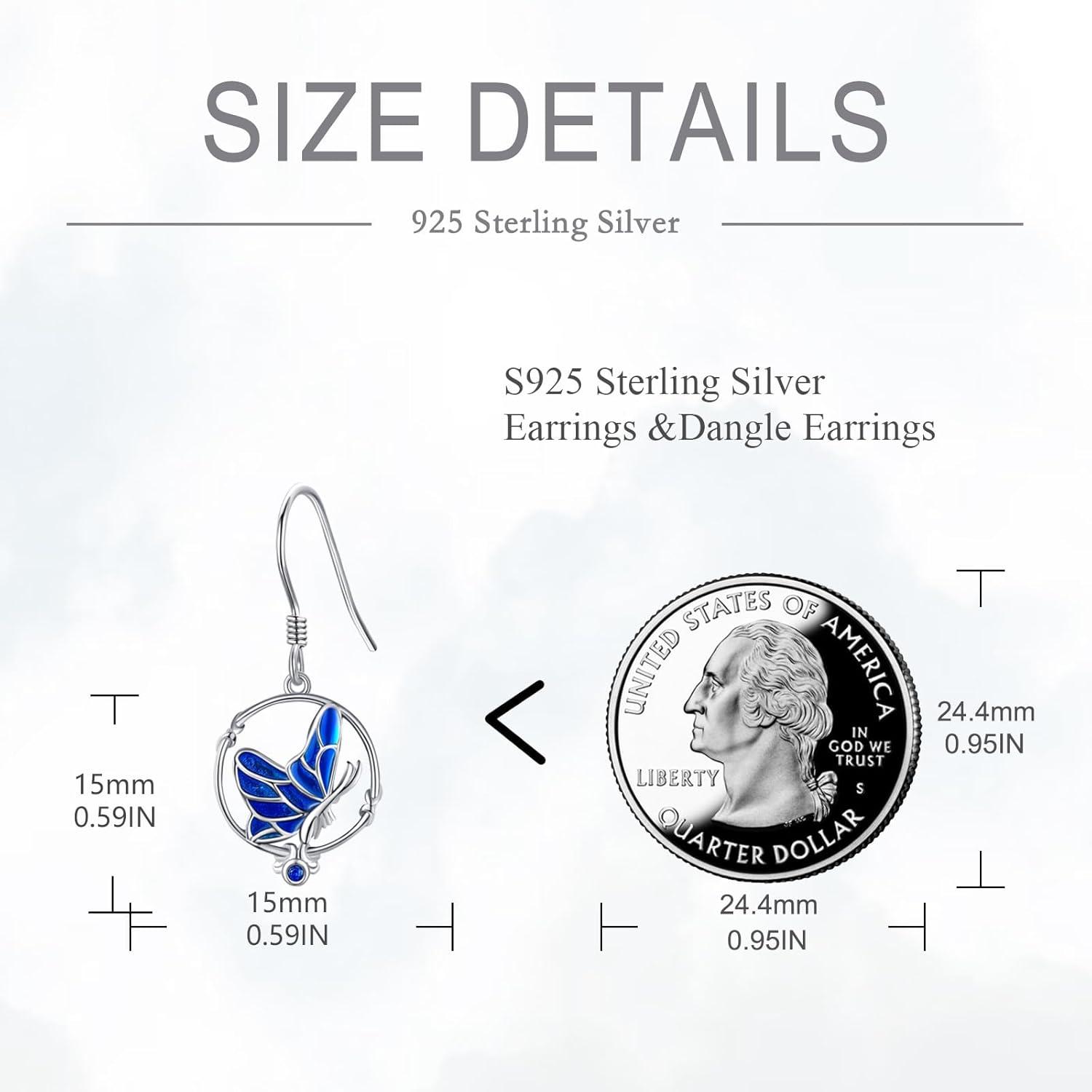 Schmetterling Ohrringe Sterling Silber Blau Damen Mädchen Geschenke