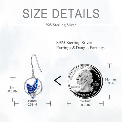 Schmetterling Ohrringe Sterling Silber Blau Damen Mädchen Geschenke