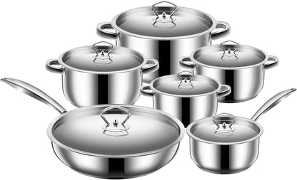 Kochtopf Set 6-teilig Induktion Edelstahl Deckel mattiert