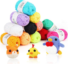 12er Set Bunte Häkelwolle Amigurumi 25g, geeignet für 2-4mm Nadeln