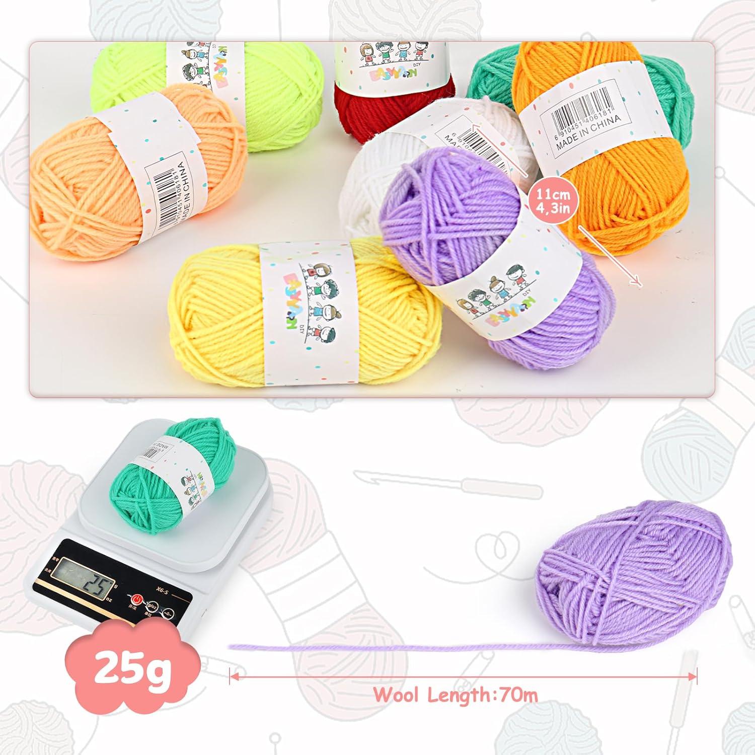 12x Bunte Wolle zum Häkeln 25g Set für Anfänger 2-4mm Nadeln