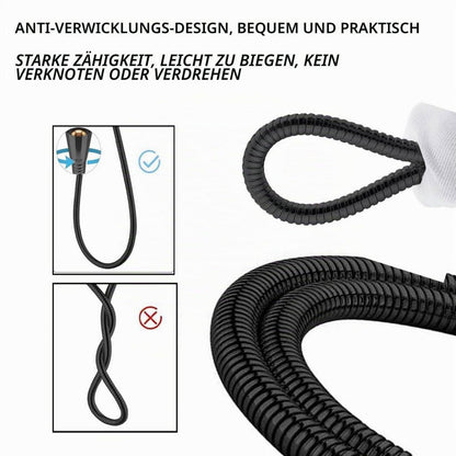 Duschschlauch Schwarz 2m Edelstahl Universal 1/2" Anschluss