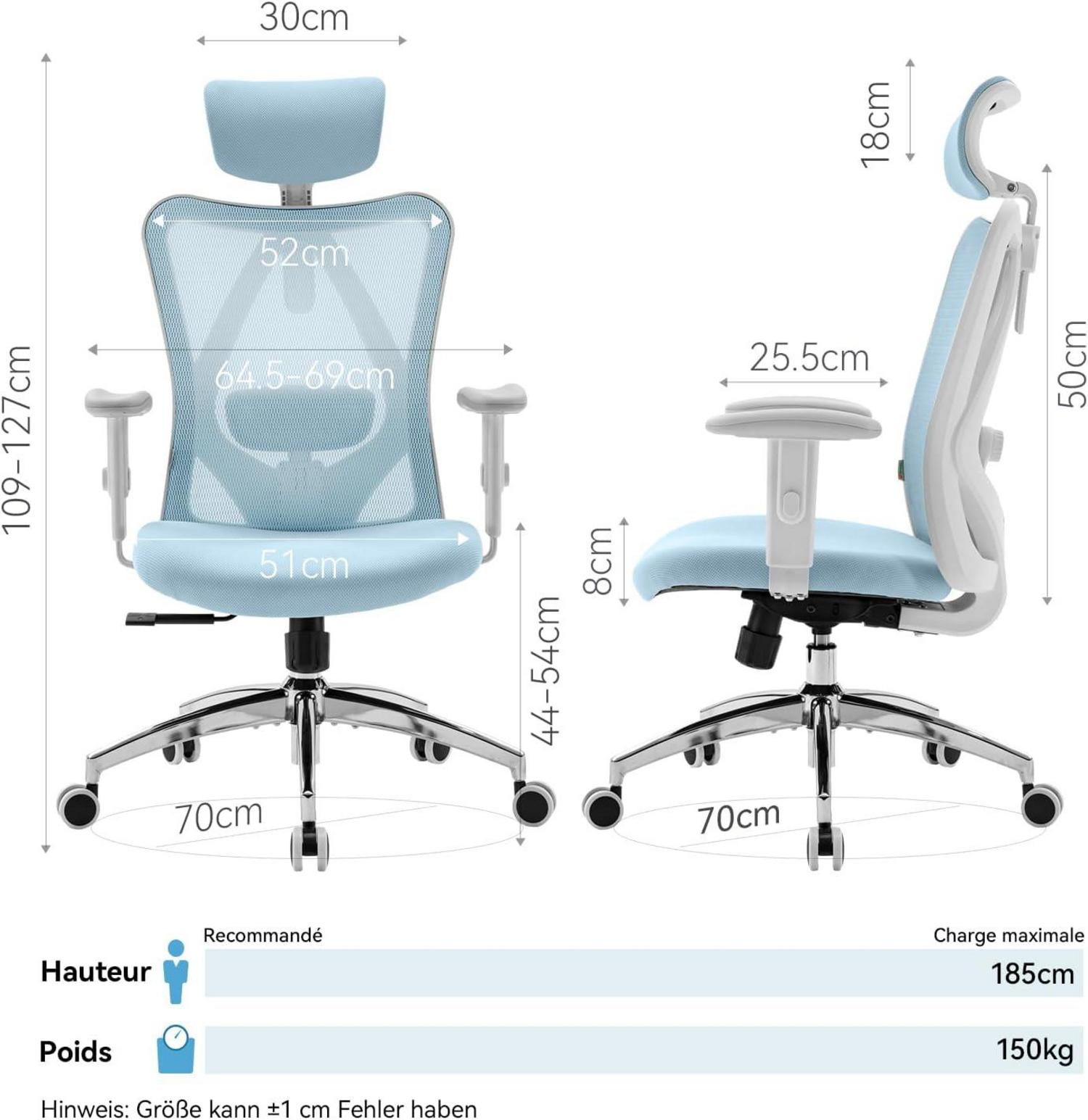 Ergonomischer Bürostuhl mit Kopf- und