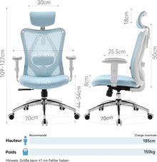 Ergonomischer Bürostuhl mit Kopf- und