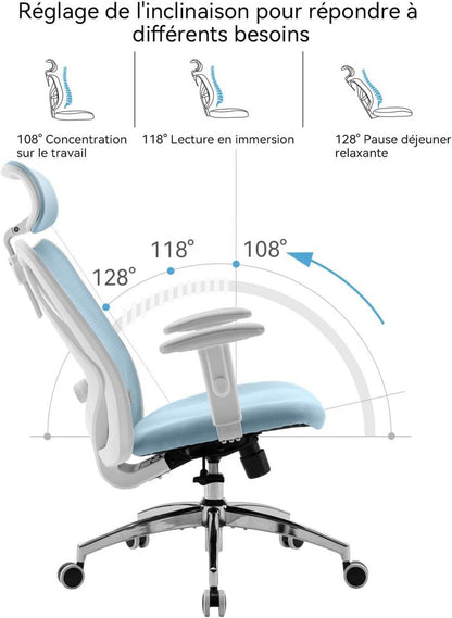 Ergonomischer Bürostuhl mit verstellbarer Kopfstütze und