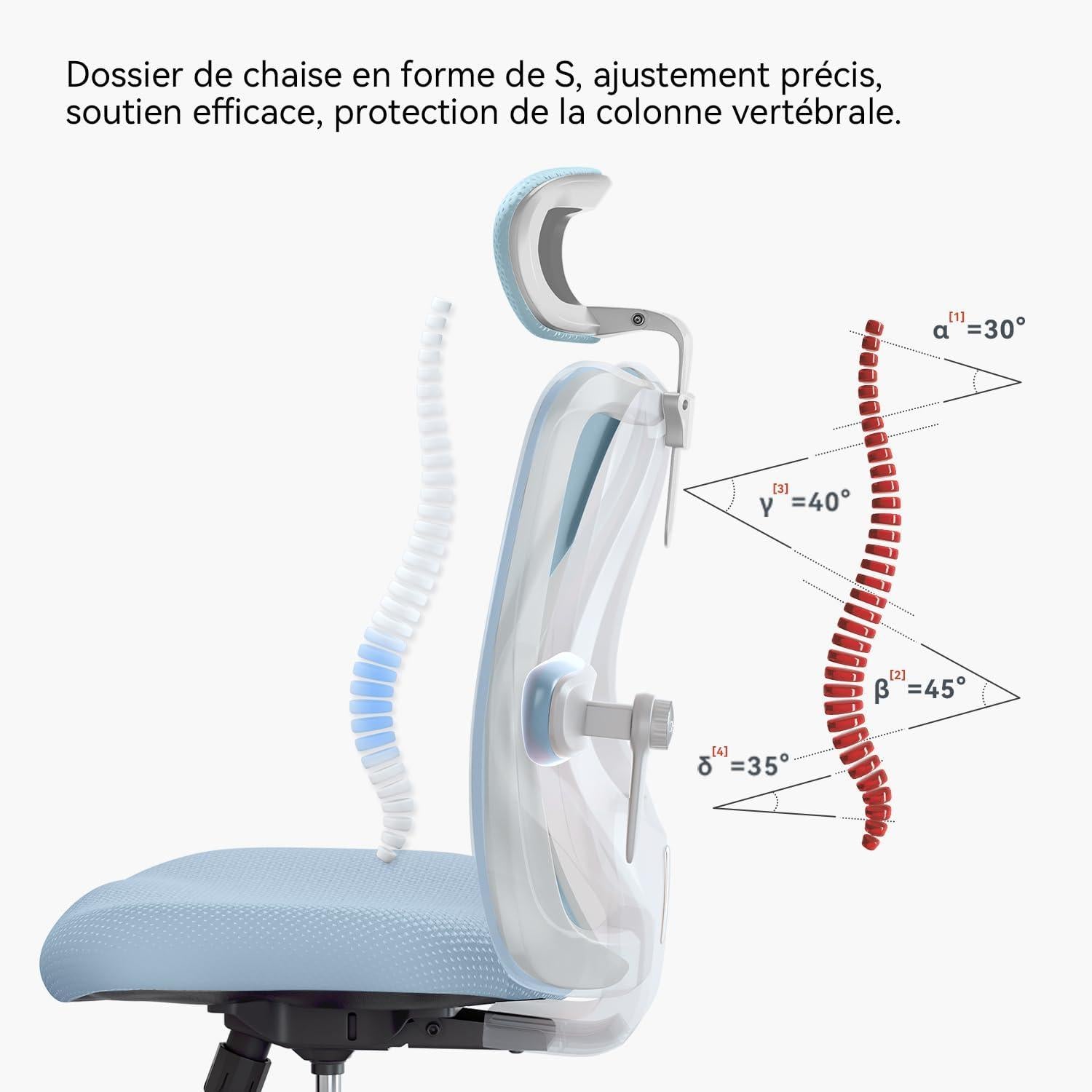 SIHOO M18 Bürostuhl ergonomisch verstellbarer Kopfstütze Lendenwirbelstütze