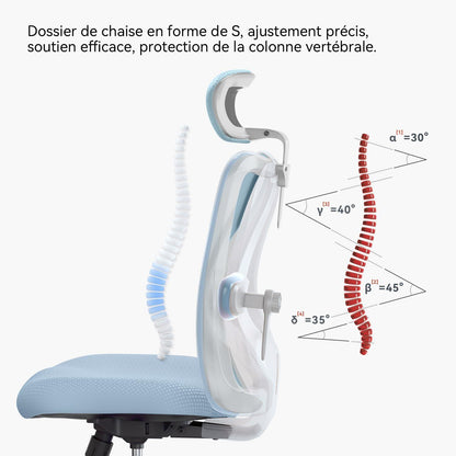 SIHOO M18 Bürostuhl ergonomisch verstellbarer Kopfstütze Lendenwirbelstütze