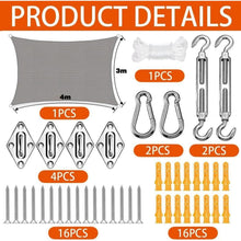 Premium Sonnensegel 3x4m Rechteckig Wasserdicht Segeltuch