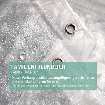 Transparenter 3D-Eva-Duschvorhang 183x200cm mit Kieselsteinen und Magneten