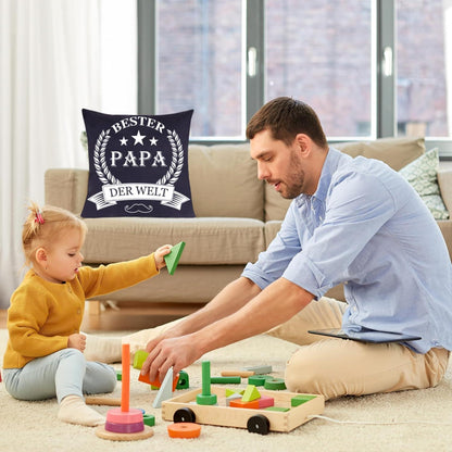Papa Geschenk Kissenbezug 45x45cm Vatertag Weihnachten Schwarz