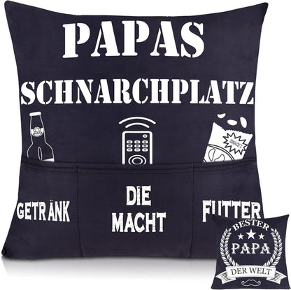 Bester Papa der Welt Geschenk - Lustiger Kissenbezug 45x45cm - Schwarz