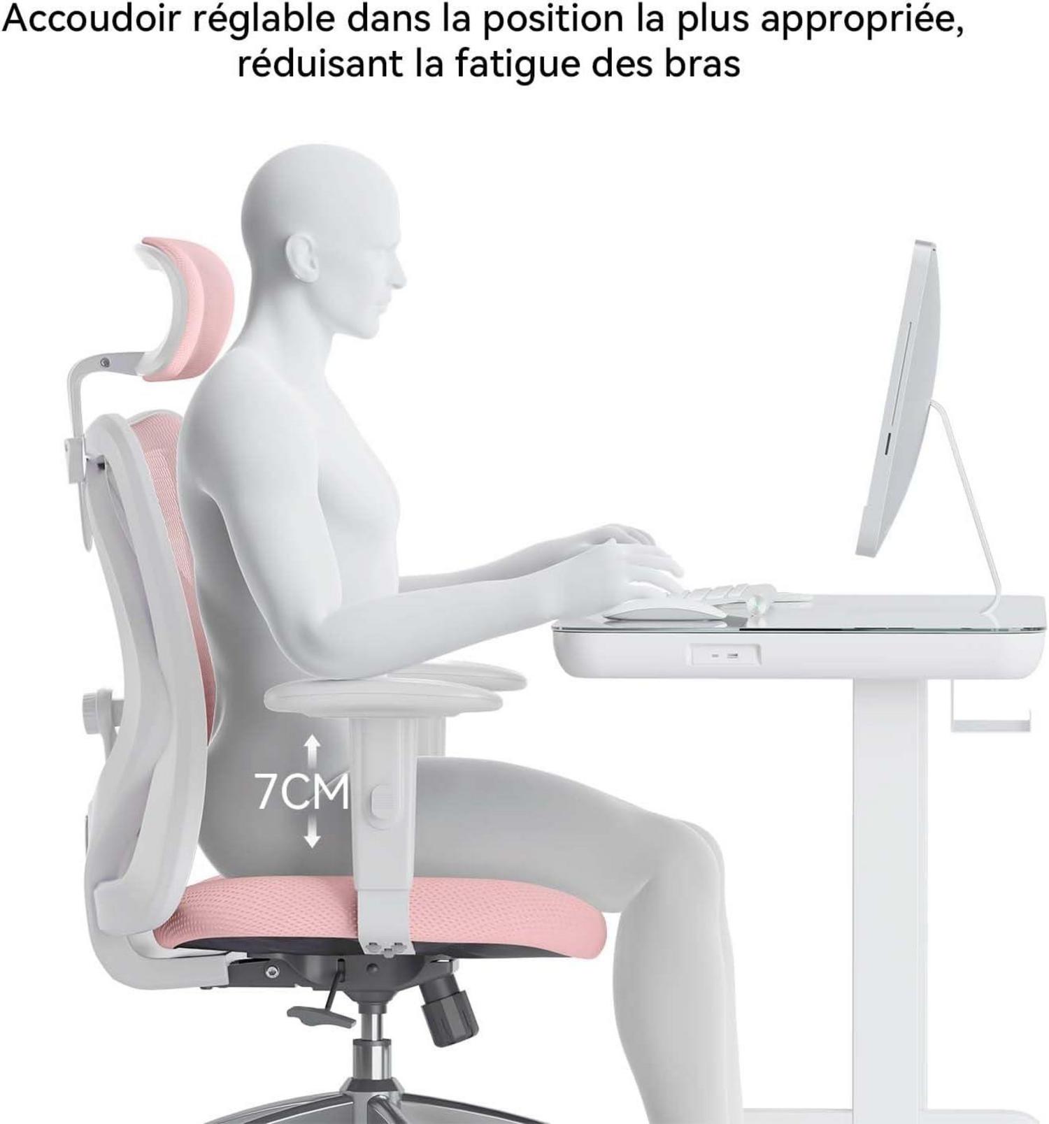 Ergonomischer Bürostuhl SIHOO M18 mit Kopfstütze, Lendenwirbelstütze - Hellrosa