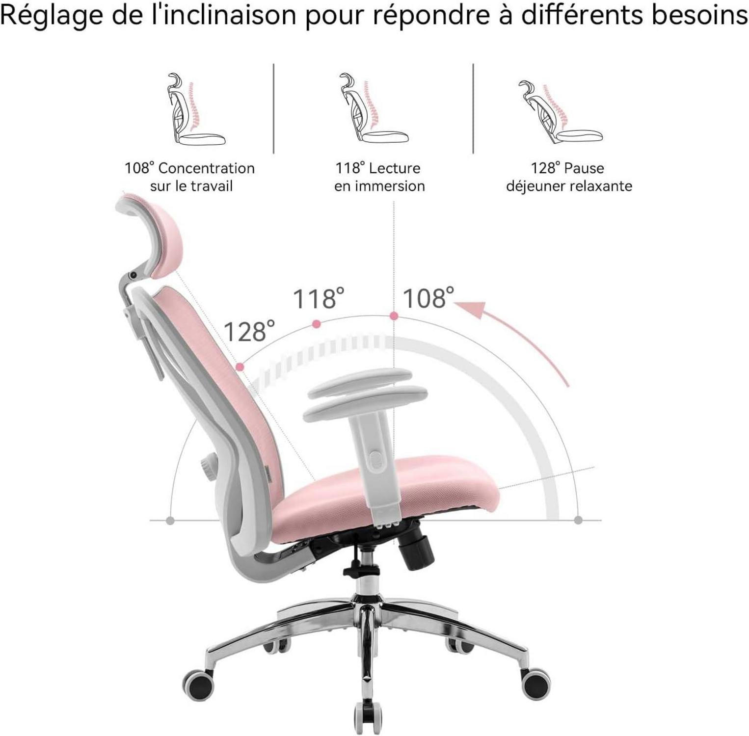 Ergonomischer Bürostuhl mit verstellbarer Kopf- und Lendenwirbelstütze