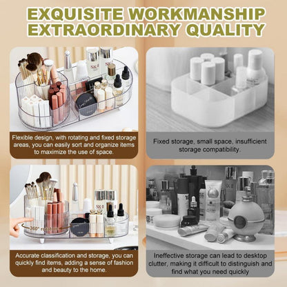 Make up Organizer Drehbar, Kosmetik Aufbewahrung 2-in-1, Kristallklar