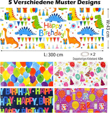 CHEPULA Geschenkpapier Geburtstag Kinder 5 Rollen 43x300 cm
